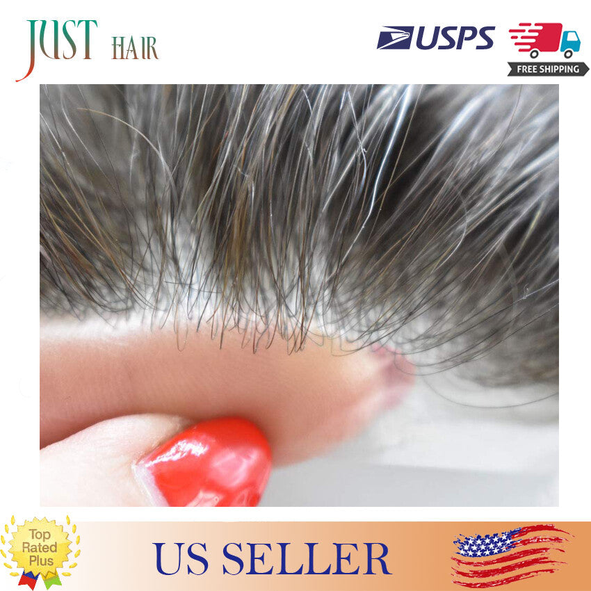 Men's Hair Replacement System Full Poly Skin Toupee - Remy Human Hair Wig