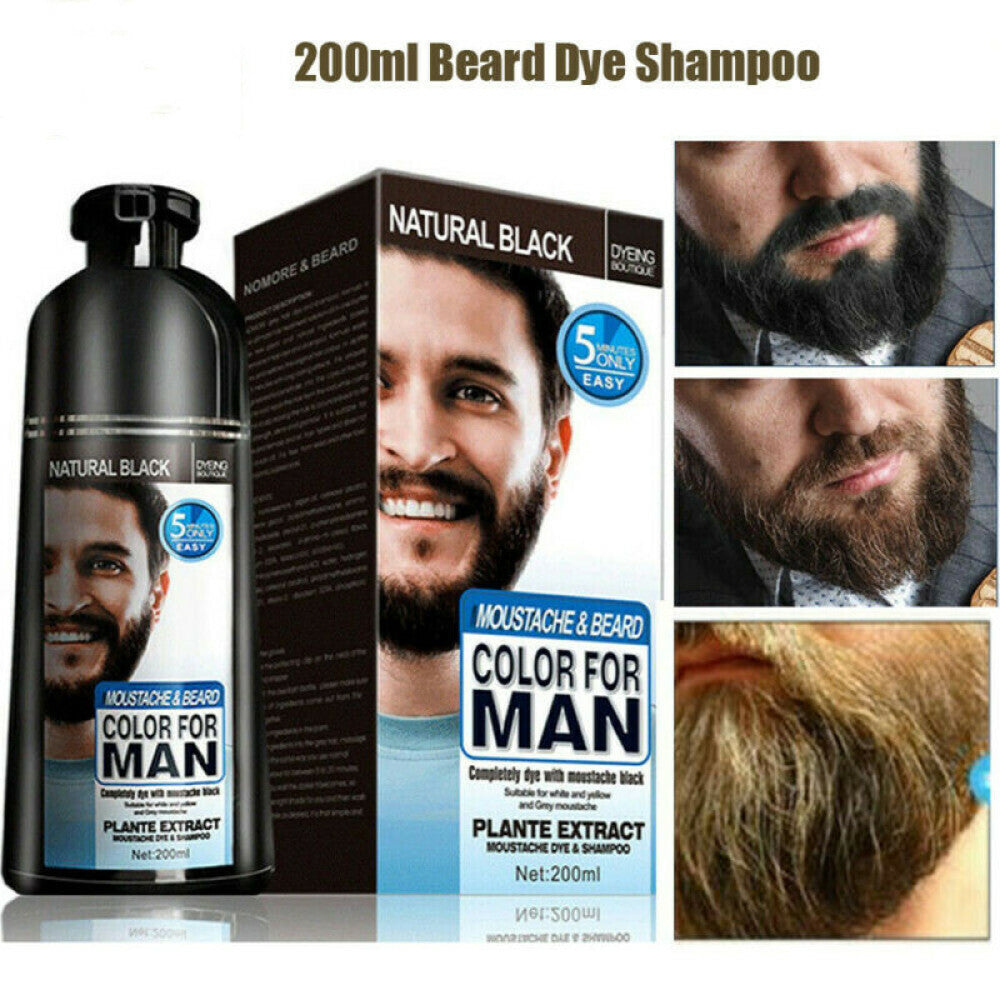 Beard & Mustache Hair Color Shampoo - Black, 200ml