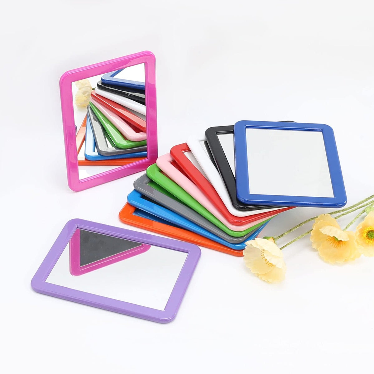 Magnetic Locker Mirror 5x7 Real Glass Navy Frame Portable Makeup & Grooming