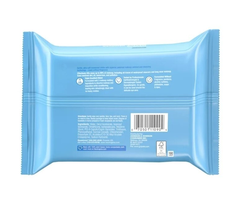 Makeup Remover Wipes Face Cleansing Towelettes Fragrance-Free 25 Count 2 Pack