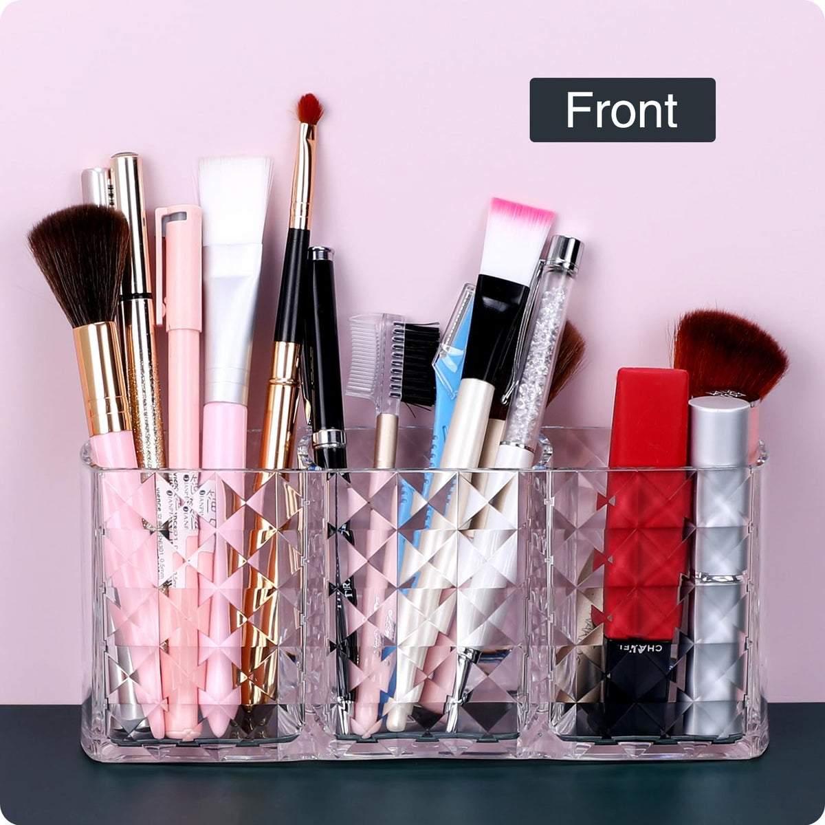 Acrylic Makeup Brush Holder Organizer for Vanity, Small Clear Storage