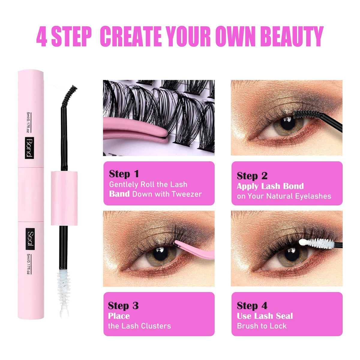Fluffy Lash Clusters Kit 280PCS Wispy Natural Look DIY Eyelash Extensions