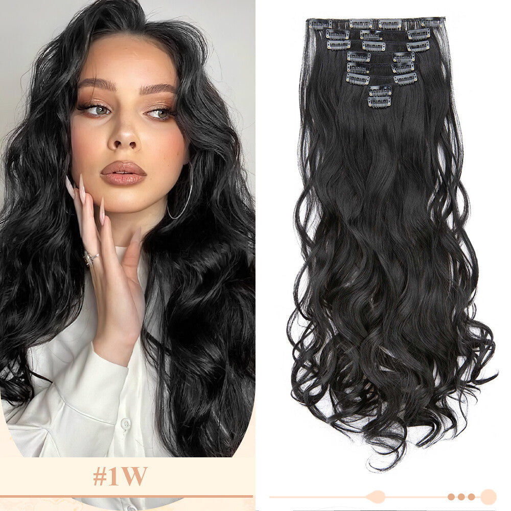 Clip-In Hair Extensions Full Head Ombre Highlight Synthetic Thick Hair 8-24 Inches