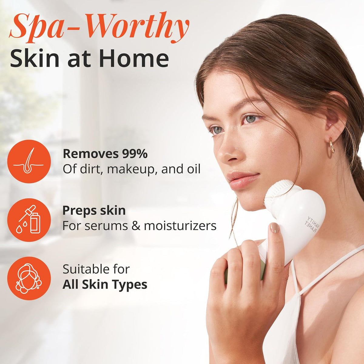 Electric Facial Cleansing Brush with 4 Exfoliating Heads – Waterproof, Handheld