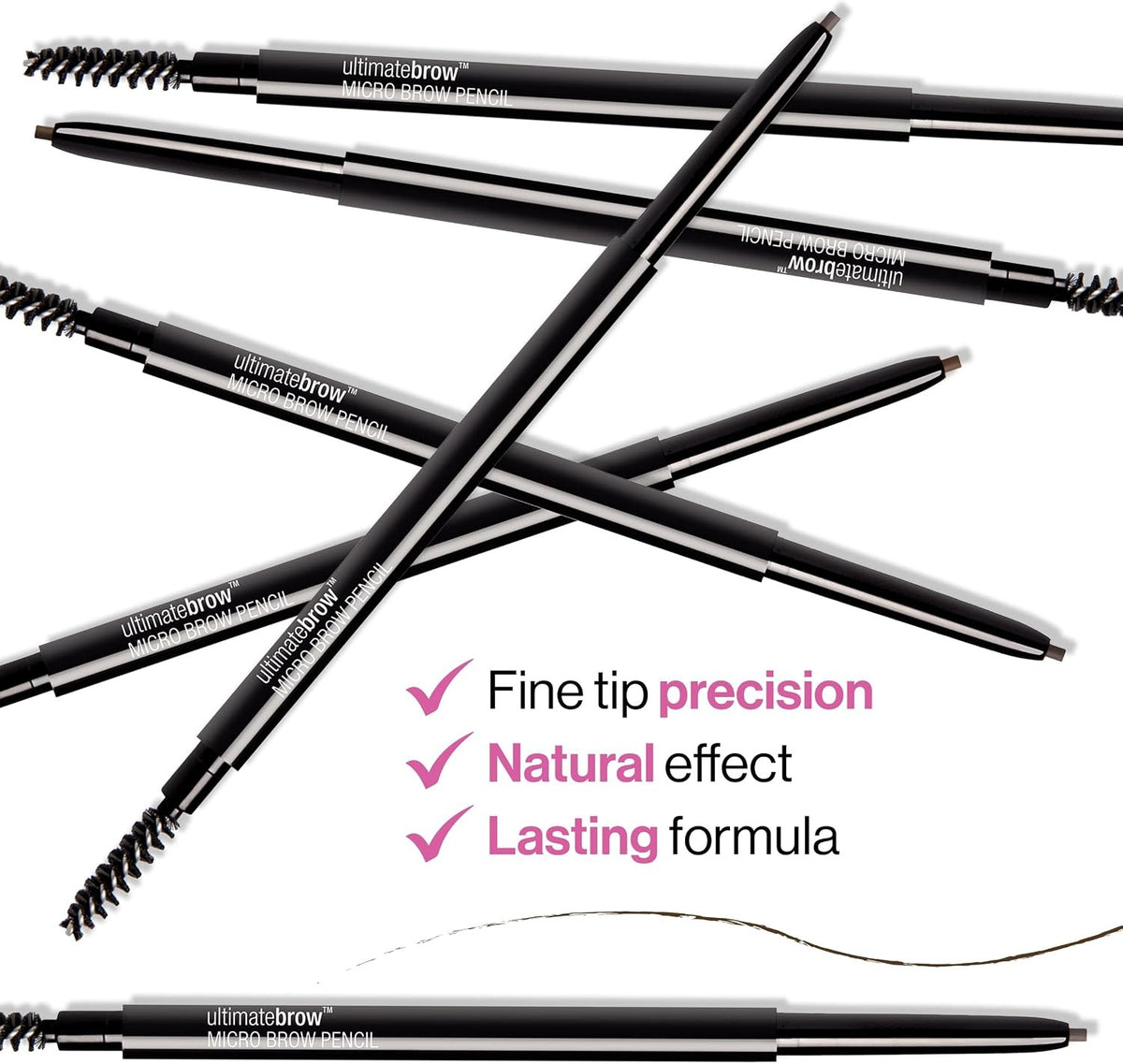 Micro Brow Eyebrow Pencil - Retractable Fine Tip with Spoolie - Soft Brown