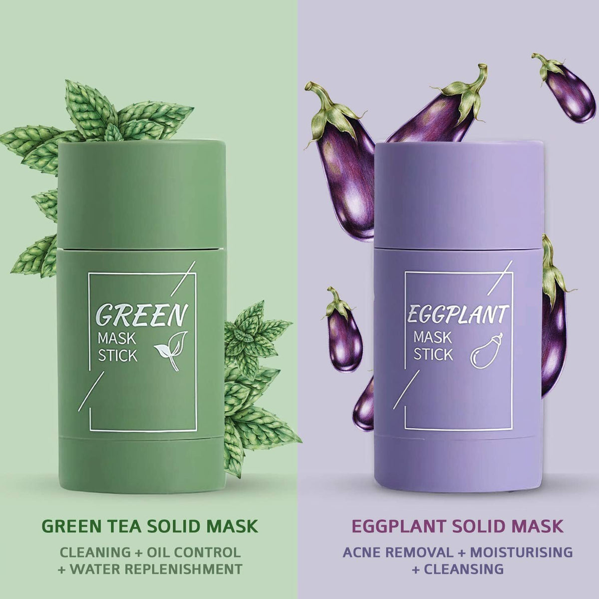 Green Tea & Eggplant Clay Stick Mask – Oil Control & Deep Clean
