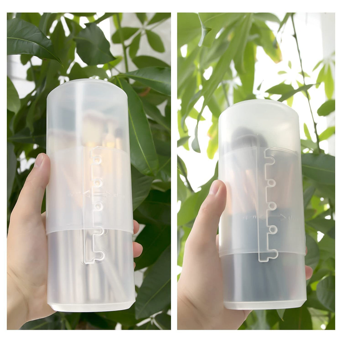 2 Pack Transparent Plastic Makeup Brush Holder Dual Use Adjustable Height