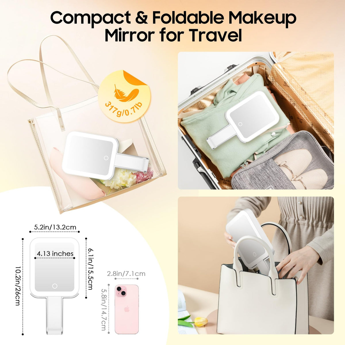 Travel Lighted Makeup Mirror with 30X Magnification & Adjustable LED Lights