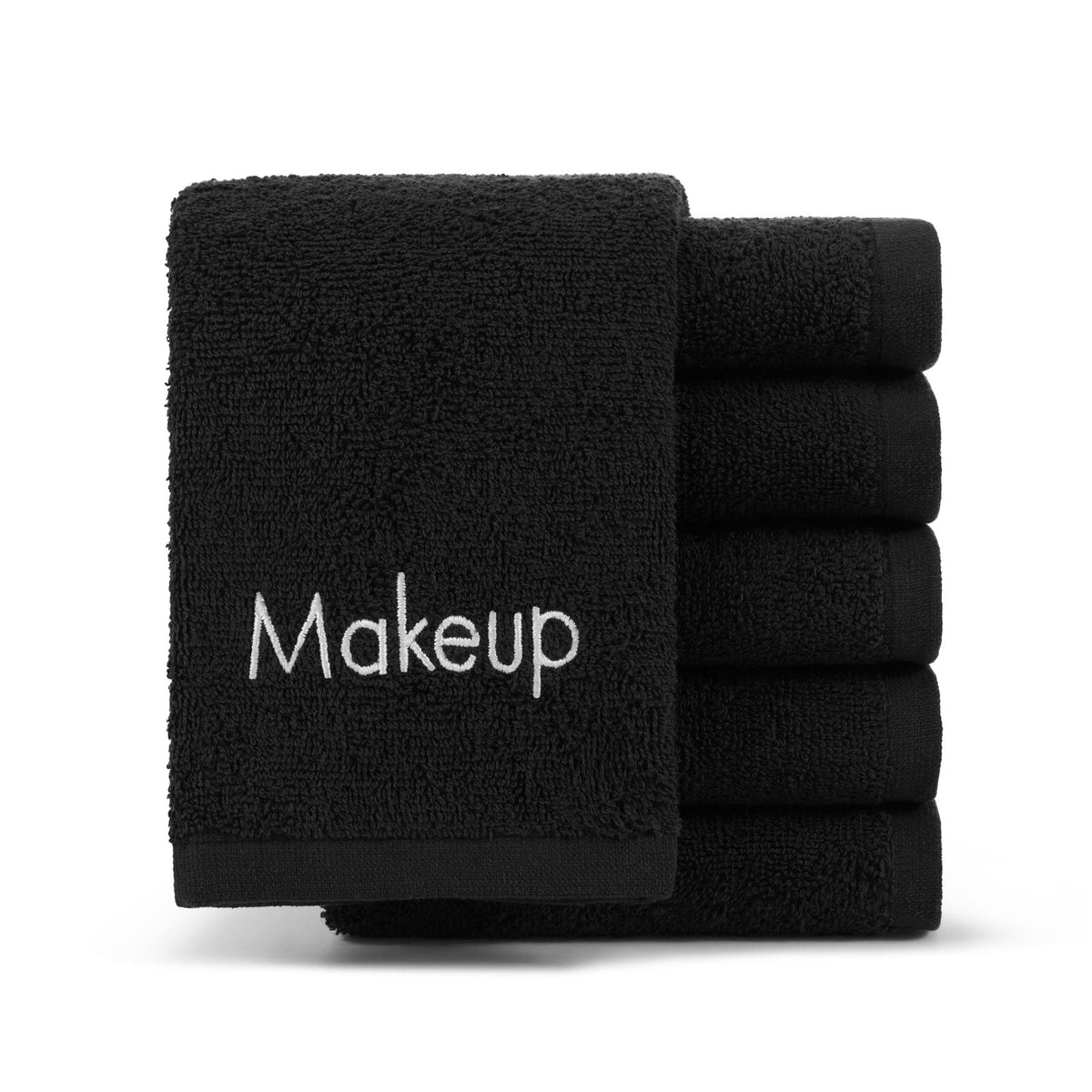 Black Cotton Makeup Removal Towels - 6 Pack, 13x13 Inch Washcloths