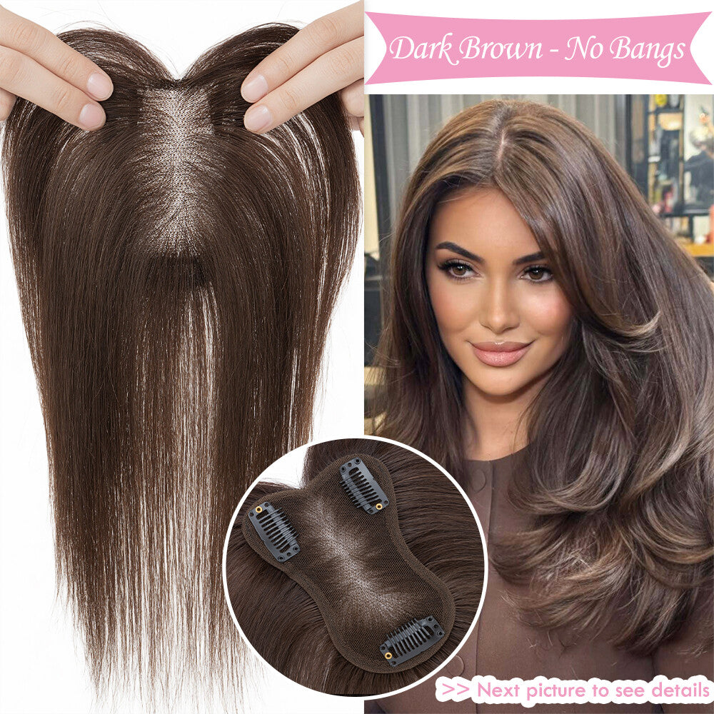 Clip-In Human Hair Extensions with Lace Base - Remy Hair Toppers, Full Head