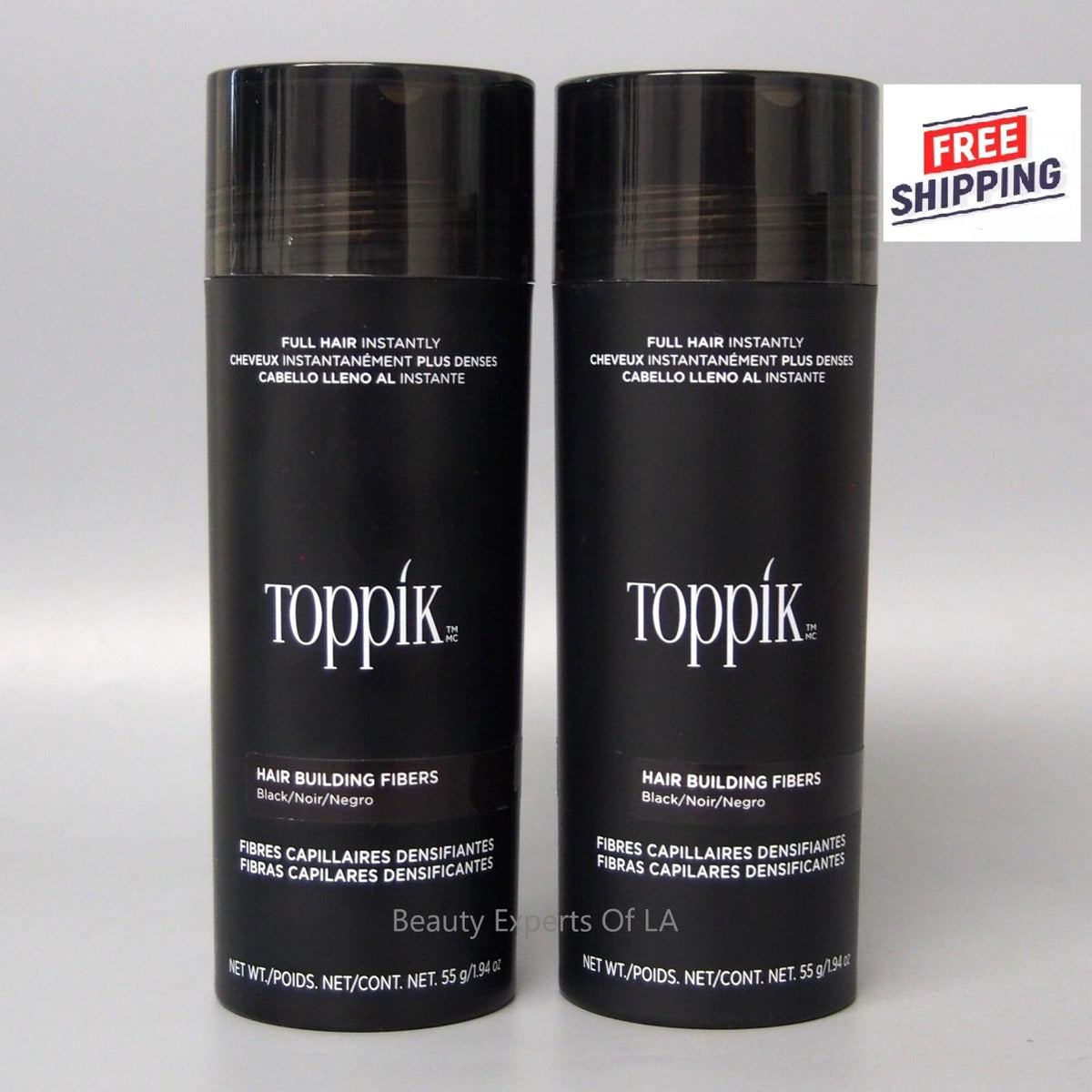 Hair Building Fibers Black 55g - Keratin Hair Thickener Set of 2