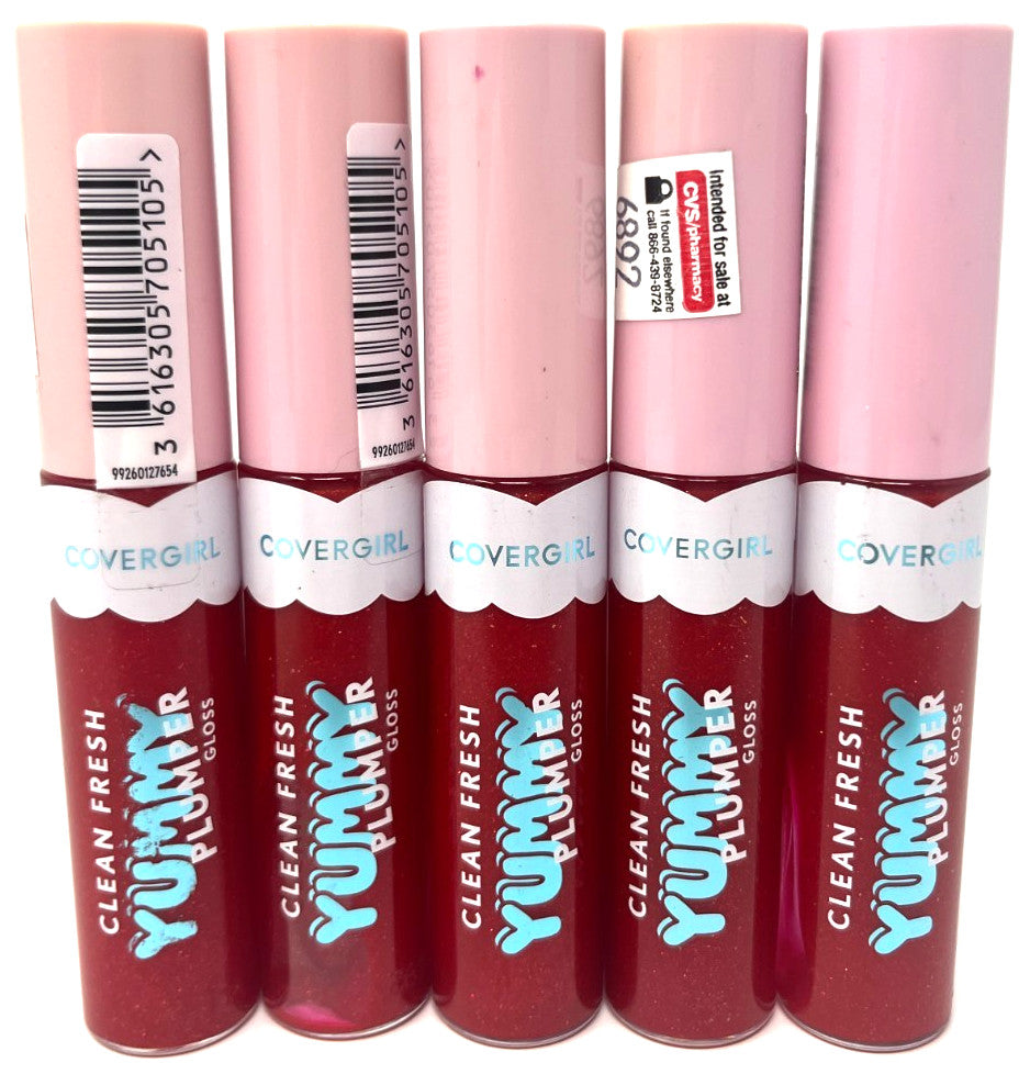 Lip Gloss Set - Covergirl Clean Fresh Yummy Plumper Gloss 880 Merry Kissmass (5 Pack)