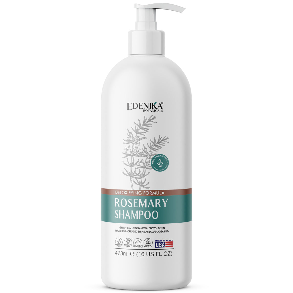 Organic Rosemary Shampoo with Biotin for Hair Loss & Thickening - 16 oz, Pack of 3