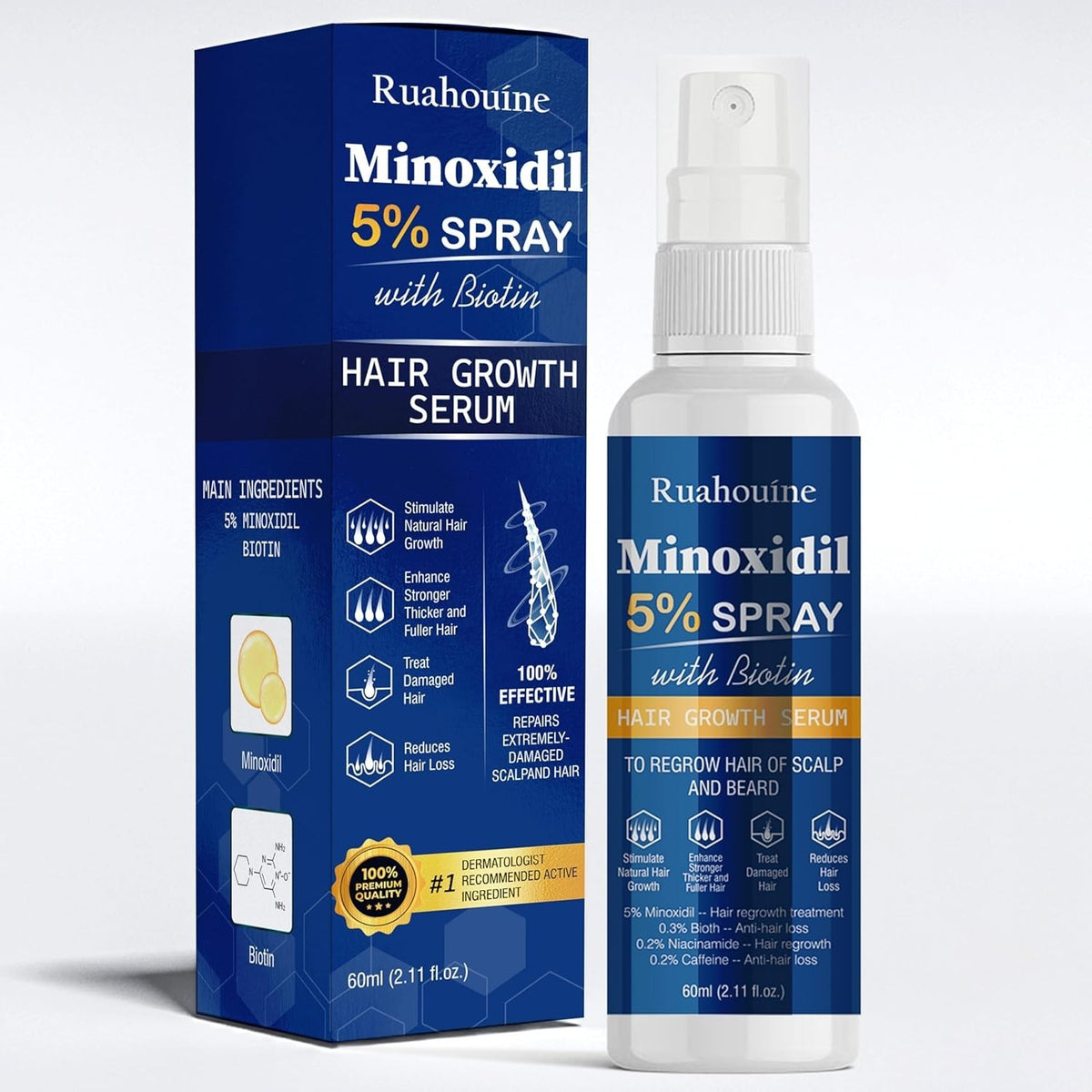 Hair Regrowth Treatment Spray with 5% Minoxidil – Strengthens &