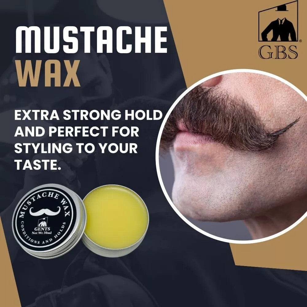 Mustache Grooming Set with Wax and Folding Comb - Travel-Friendly