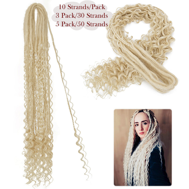 Wavy Double Ended Dreadlock Extensions with Curly Ends for Women