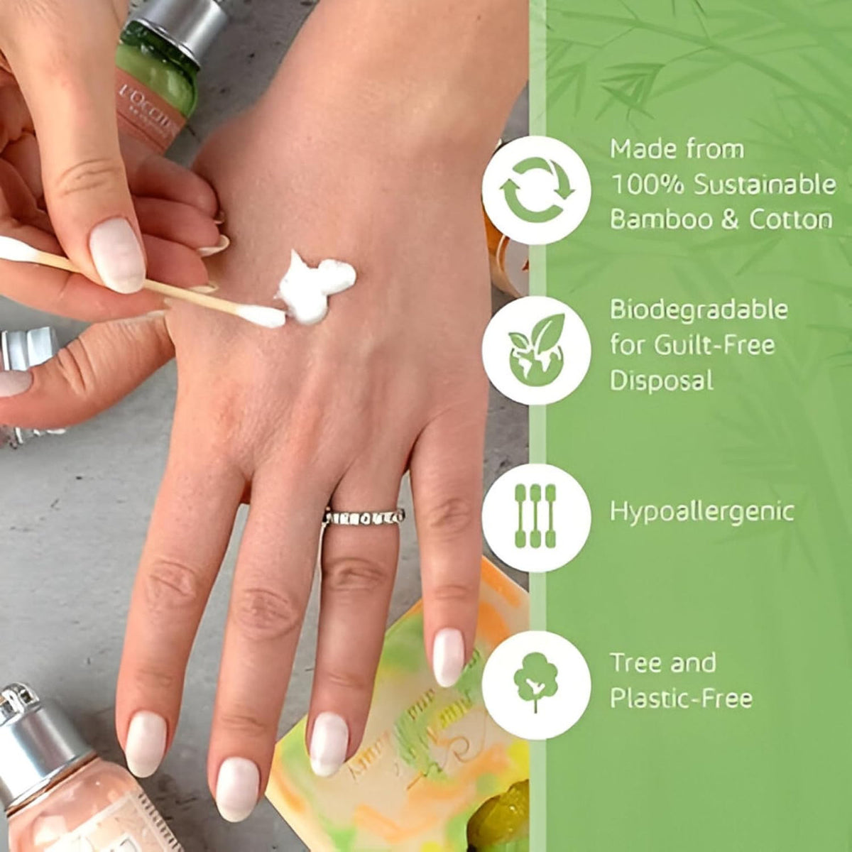 Eco-Friendly Bamboo Cotton Swabs 500 Count for Makeup Nails Cleaning