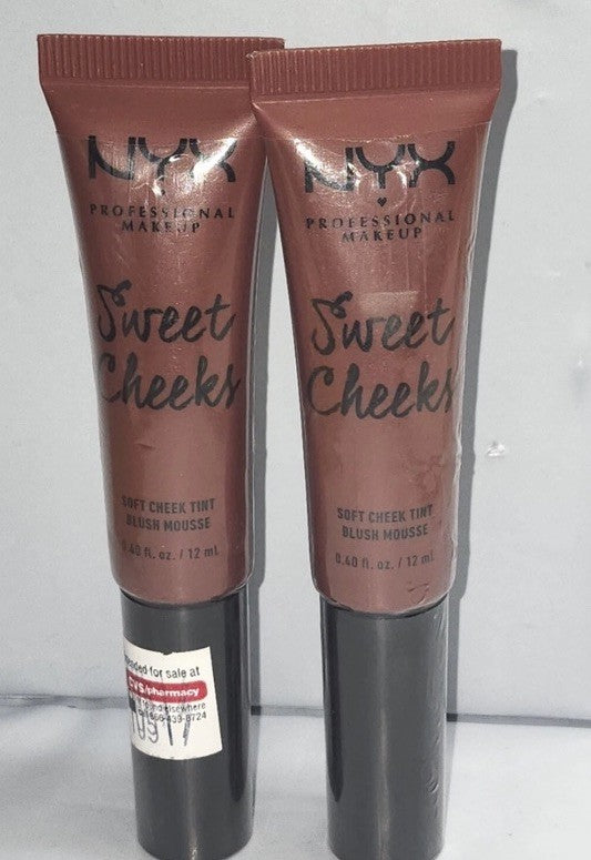 NYX Soft Cheek Tint Blush Mousse - Bombshell Shade, 0.4oz, 2-Pack
