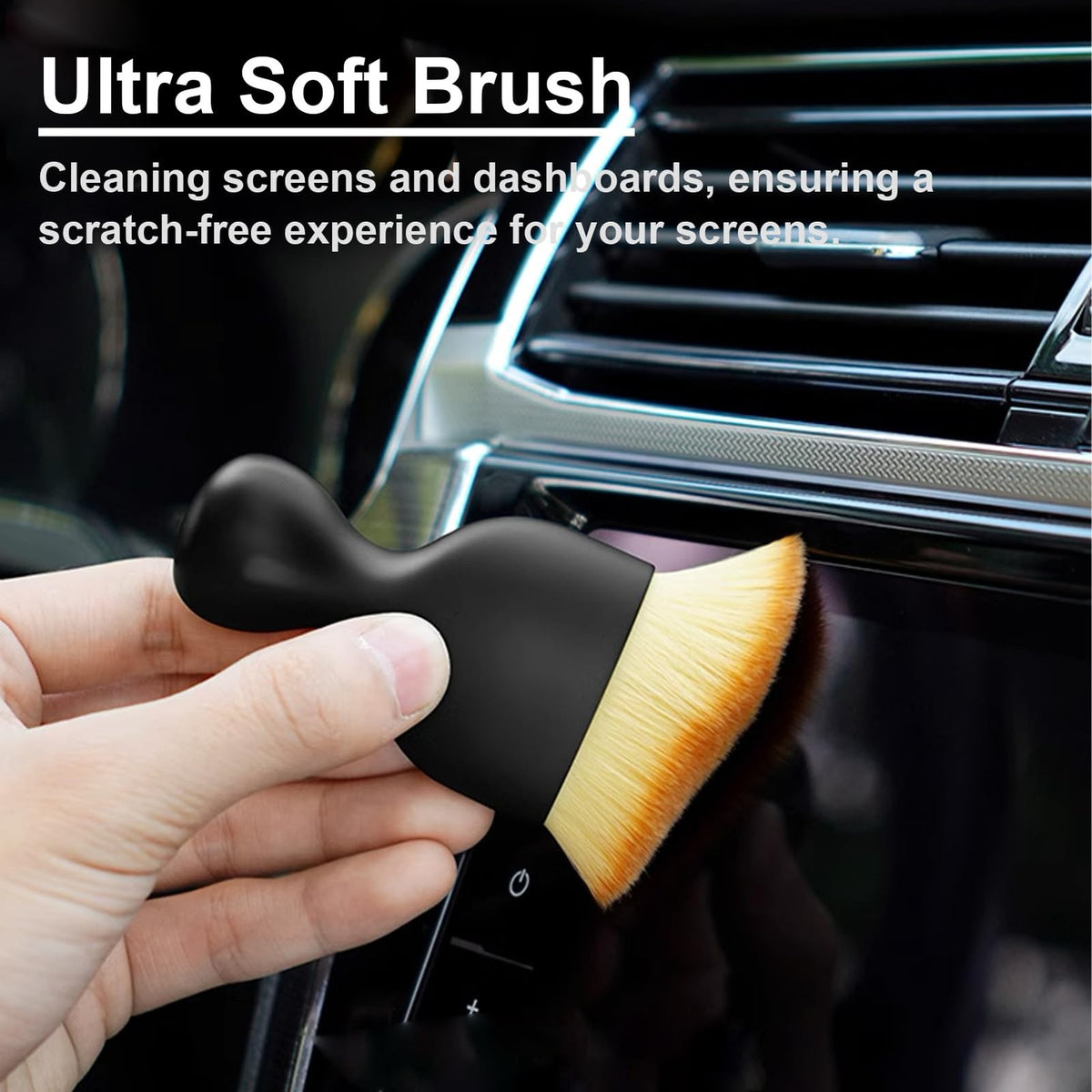 4 Pack Car Detailing Brushes Set - Soft, Medium, Hard & Faux Wool
