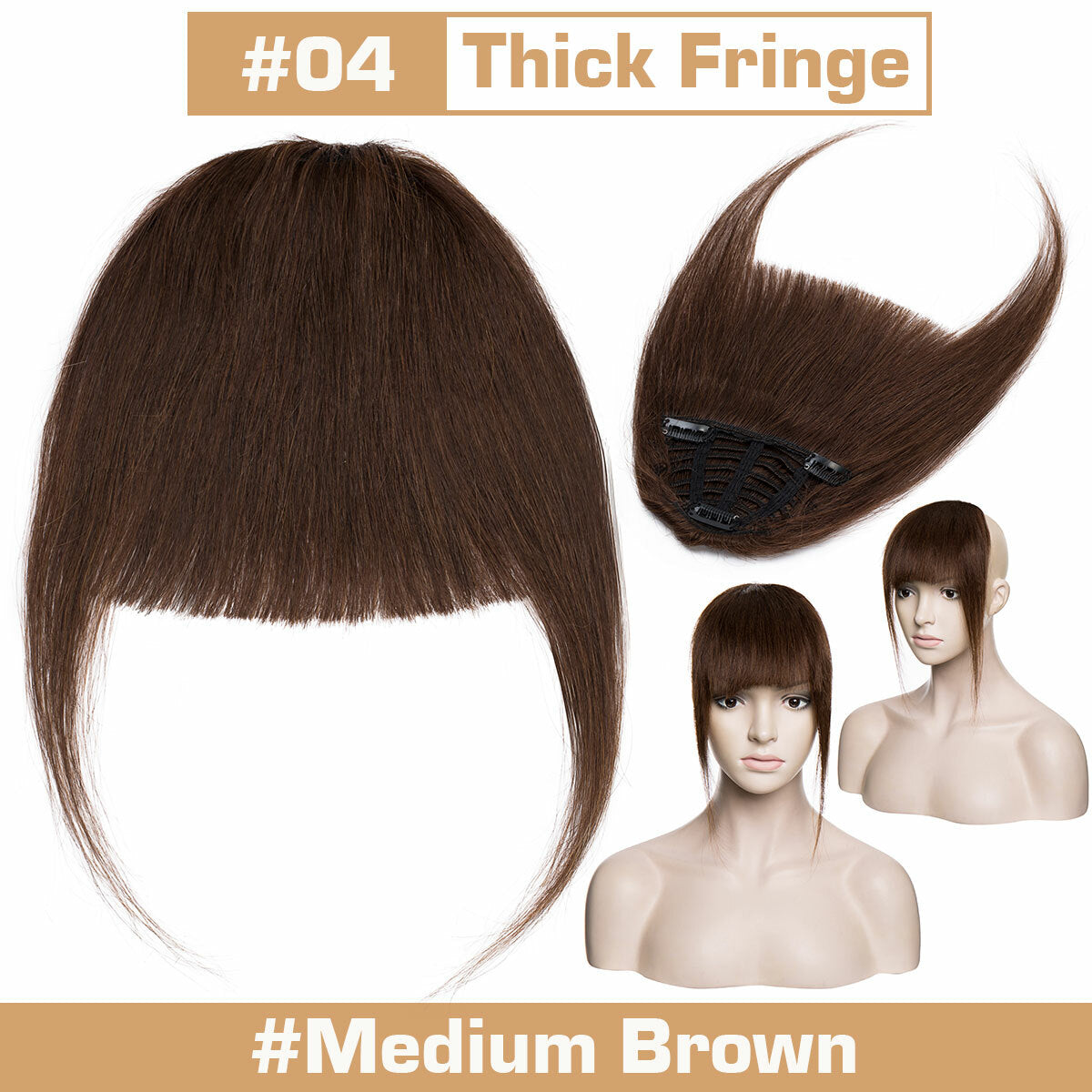 Clip-In Hair Fringes for Thick & Choppy Bangs - Remy Human Hair Extensions