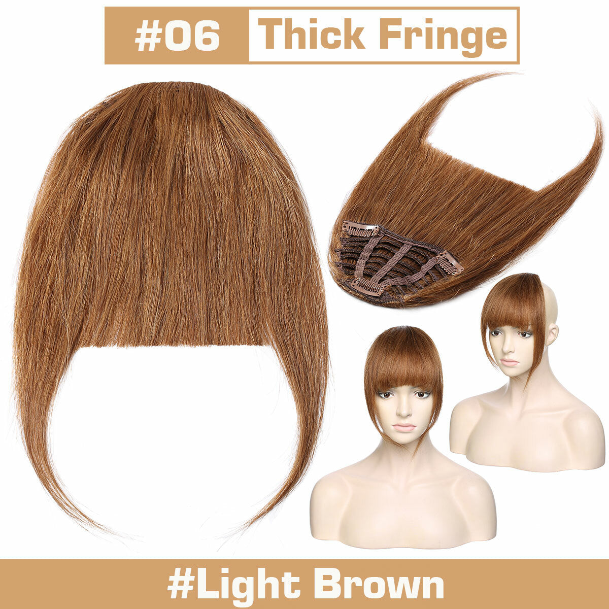 Clip-In Hair Fringes for Thick & Choppy Bangs - Remy Human Hair Extensions