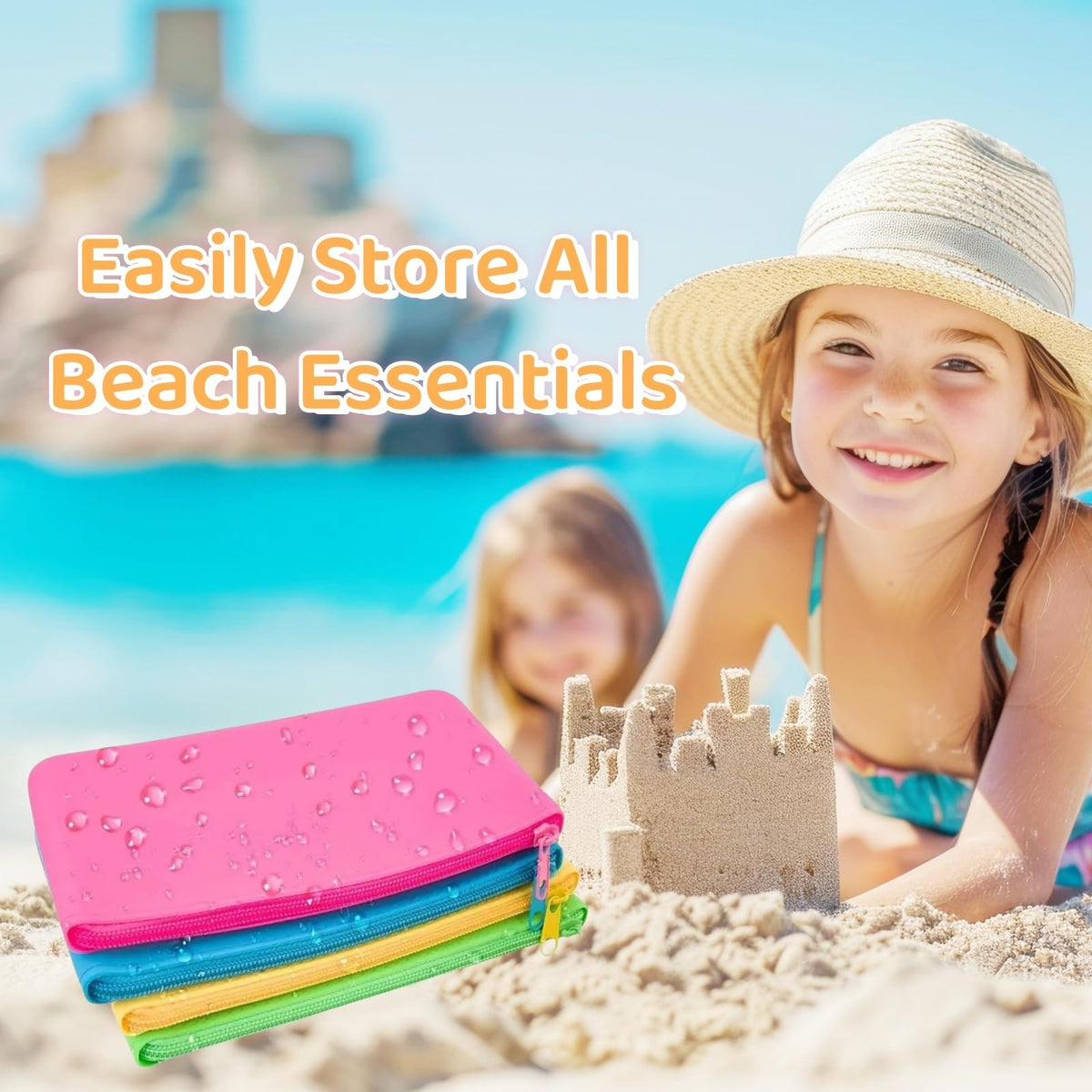 Silicone Makeup Toiletry Pouches 4 Pack Rainbow - Travel Cosmetic Bags