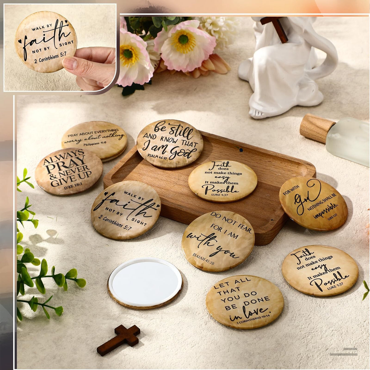 36 Pack Mini Christian Compact Mirrors with Bible Verses - Inspirational Religious Gifts