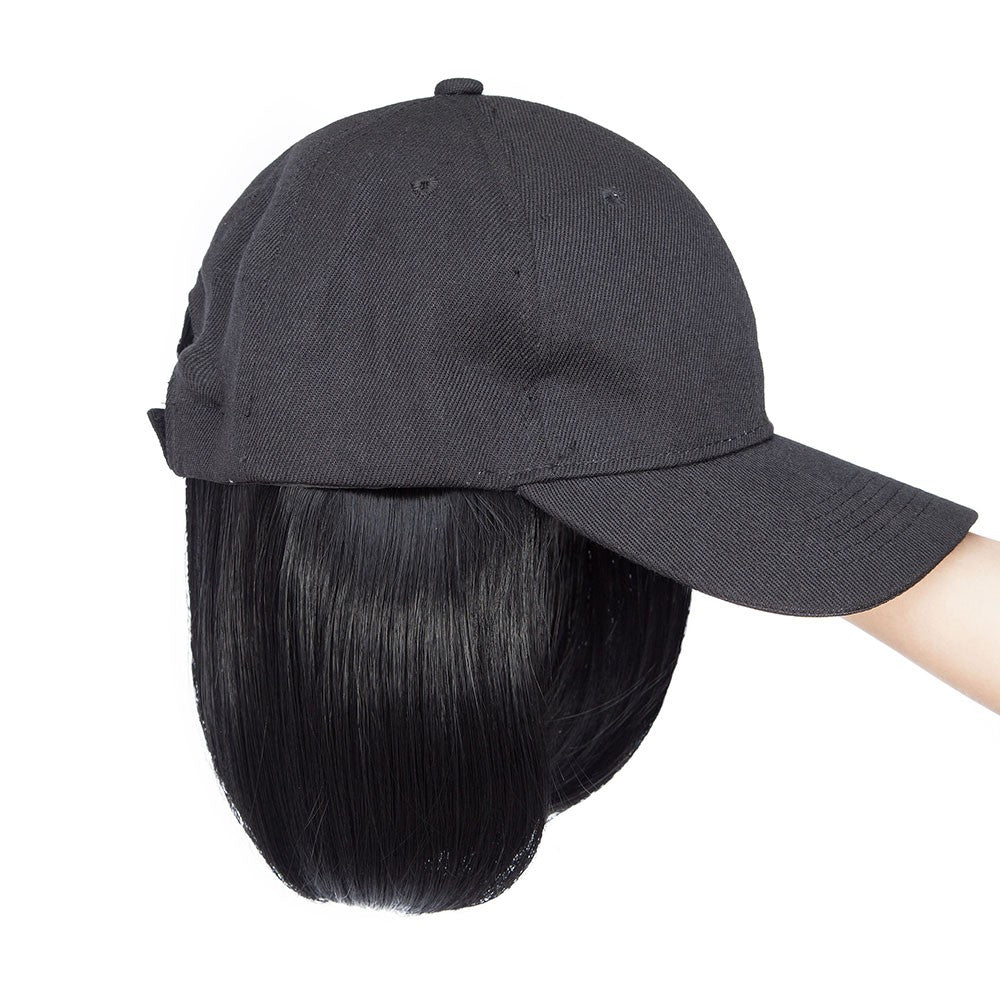 Instant Style 6-Inch Straight Cap Wig with Adjustable Baseball Hat - Synthetic Hair