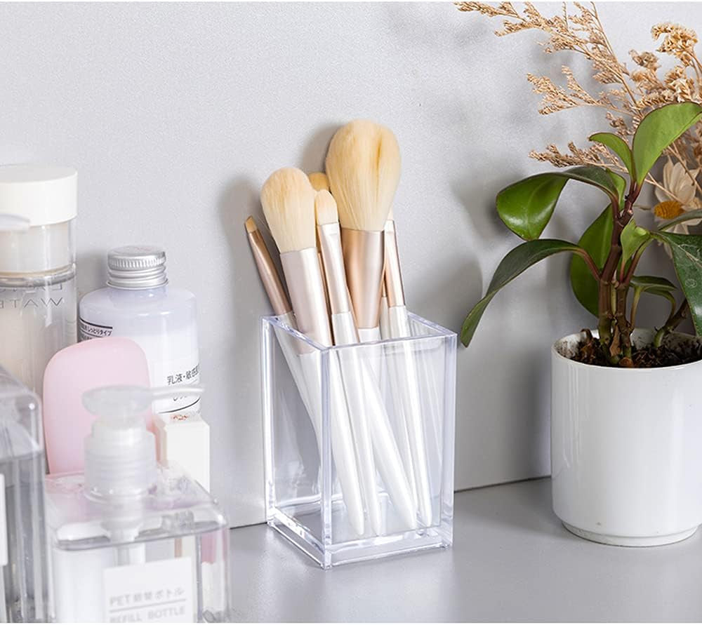 Clear Acrylic Pen and Makeup Brush Holder Cup - Desk Organizer