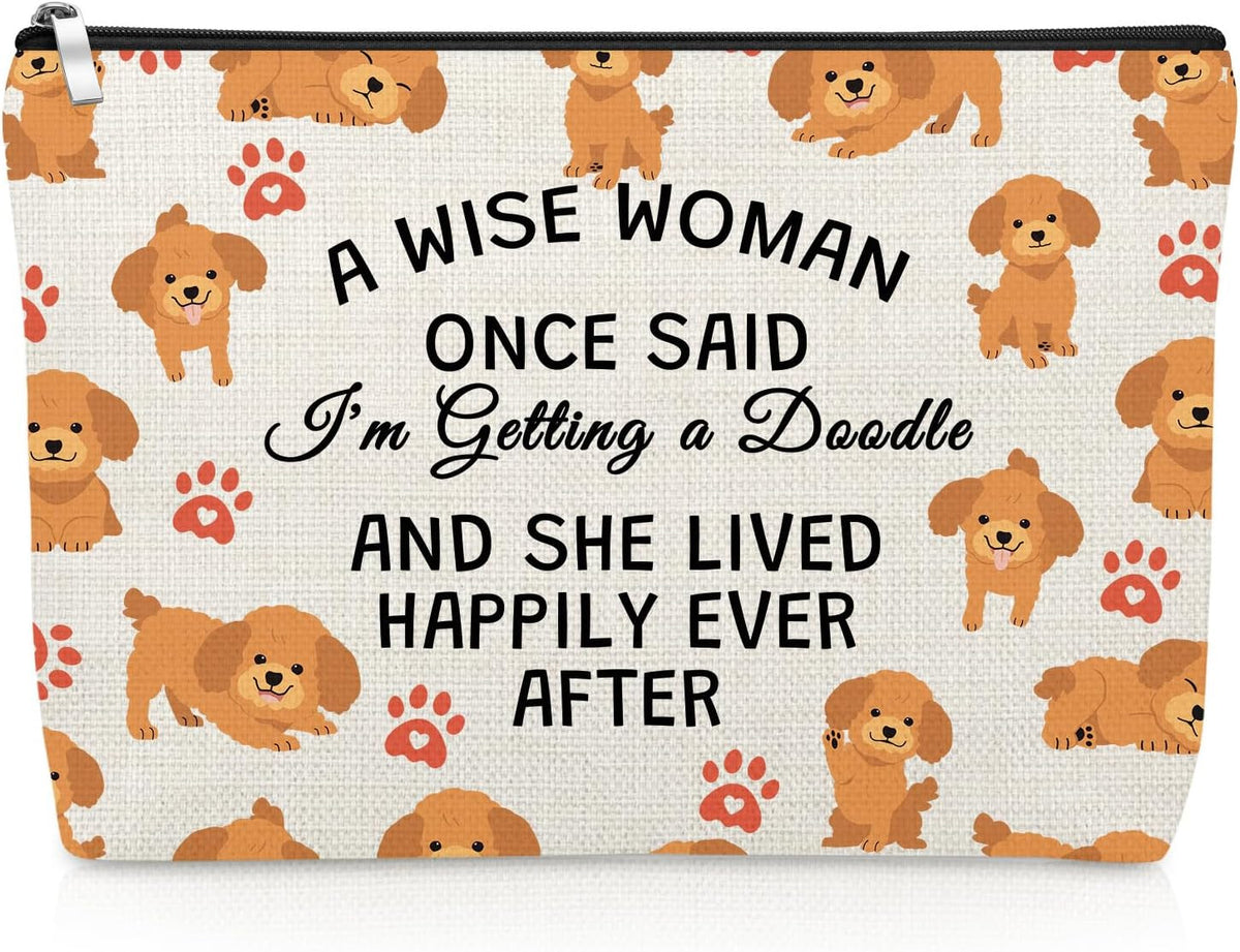 Dog Lover Makeup Bag - Personalized Canvas Cosmetic Pouch for Women