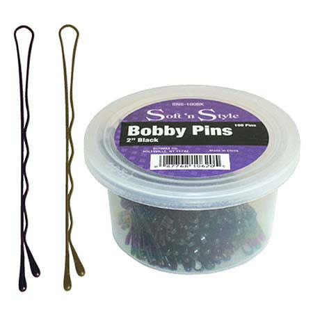 Soft N' Style 2" Bobby Pins BLACK - 100 per Container