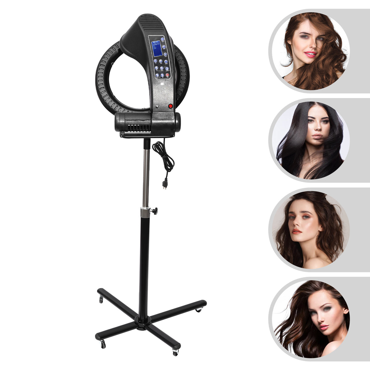 3-in-1 Infrared Hair Dryer Salon Hair Steamer with Adjustable Height and Wheels