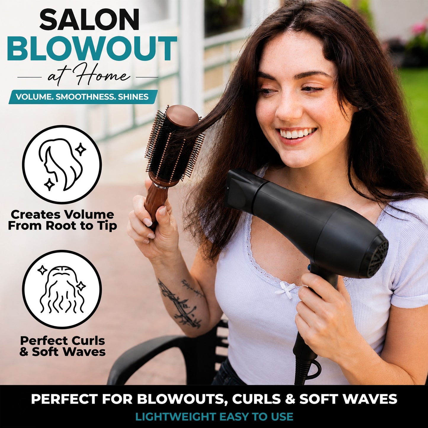 Self-Cleaning Retractable Hair Brush for Women - Brown