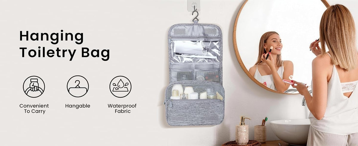 Large Capacity Travel Toiletry Bag with Hanging Hook for Men & Women