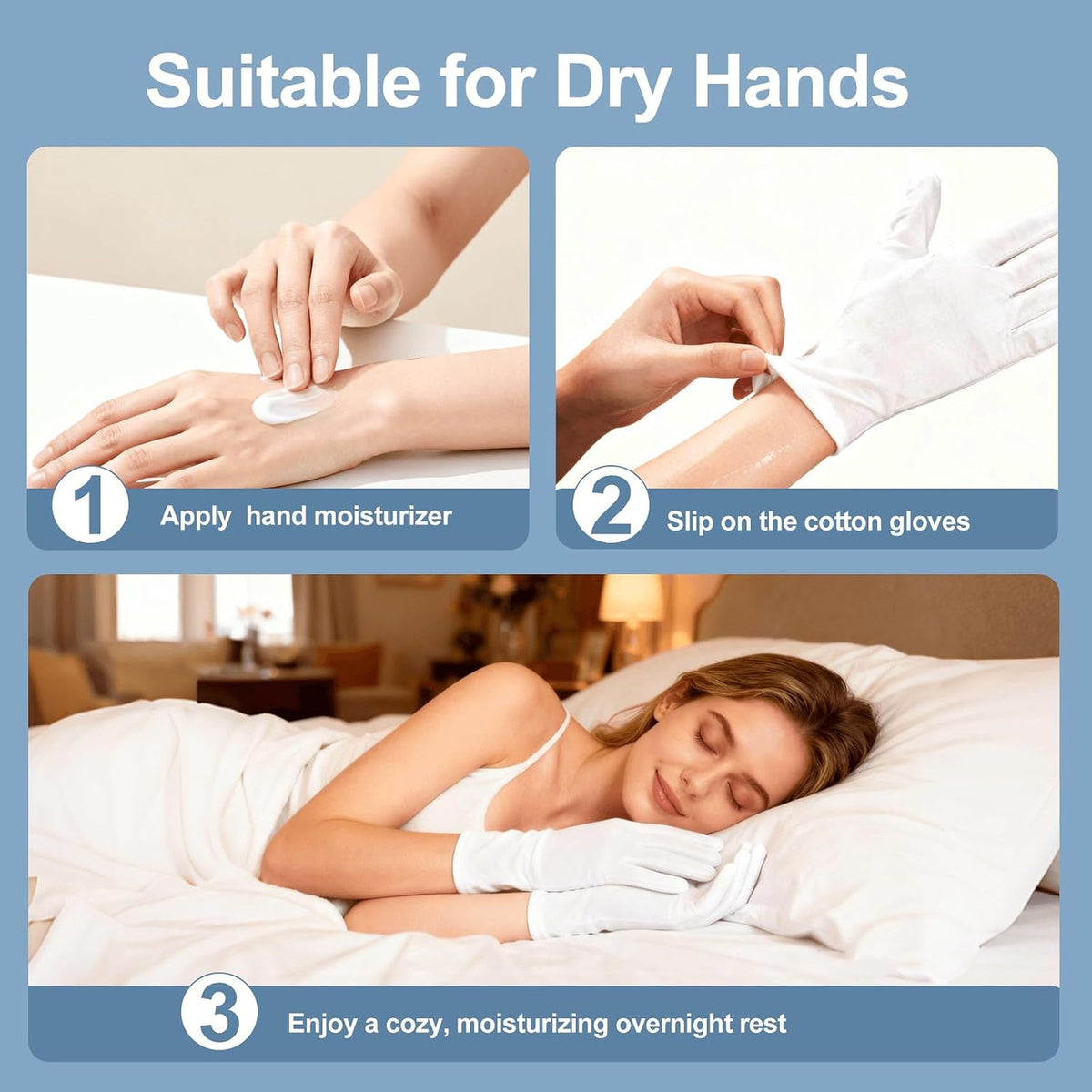 White Cotton Gloves 42 Pack Unisex Sleep Moisturizing
