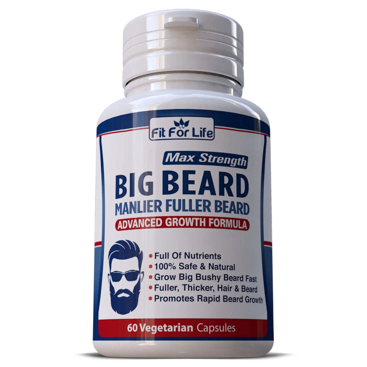 Beard Growth Capsules - Facial Hair & Mustache Herbal Vitamins (60 Count)