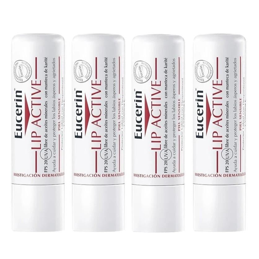 Eucerin Lip Active Lip Balm SPF20 4.8g Pack of 4 for Sensitive & Dry Lips