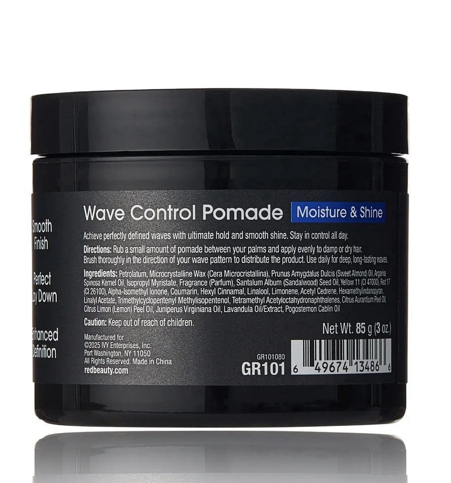 Red Pro Groomane Wave Control Pomade with Argan Oil & Sweet Almond - Moisture & Shine, 3 Oz