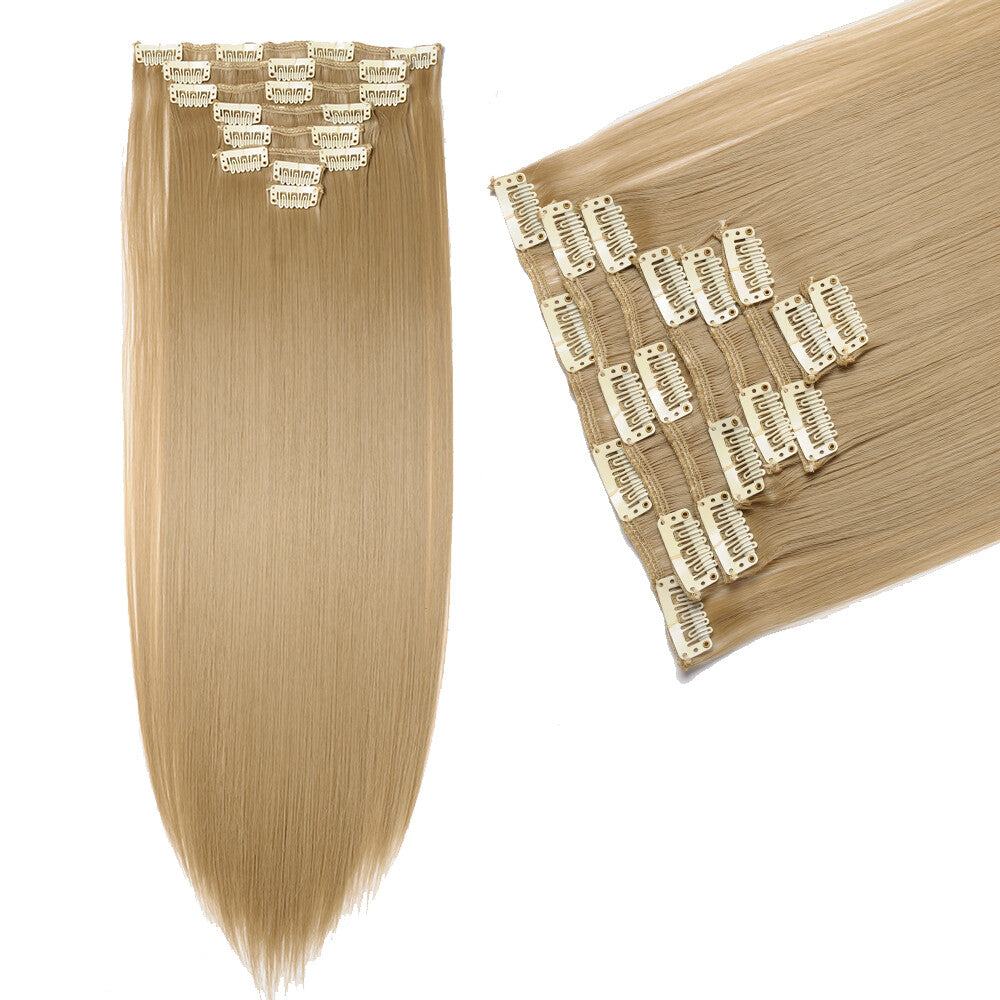 Clip-In Hair Extensions Full Head Ombre Highlight Synthetic Thick Hair 8-24 Inches