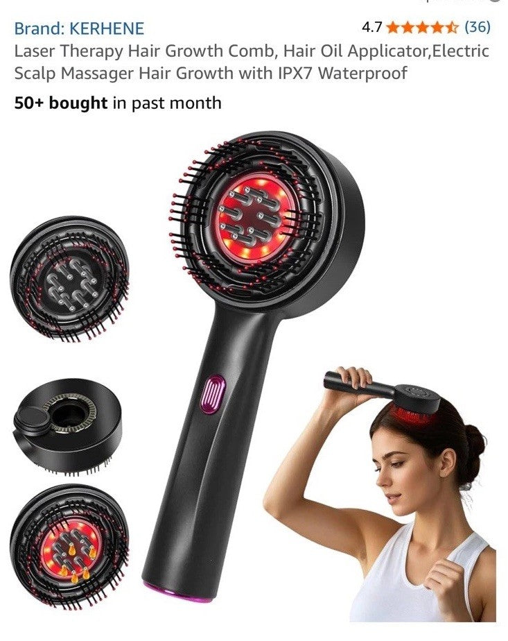 Laser Therapy Hair Growth Comb Oil Applicator Electric Scalp Massager