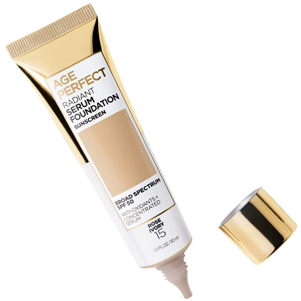 Radiant Serum Foundation with SPF 50 - Rose Ivory, Lightweight Cover for Mature Skin