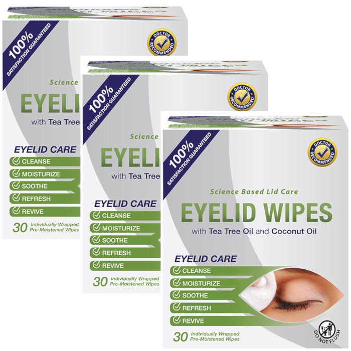 Eyelid Hygiene Wipes - Gentle Cleansing for Eyelids & Lashes, Pack of 3