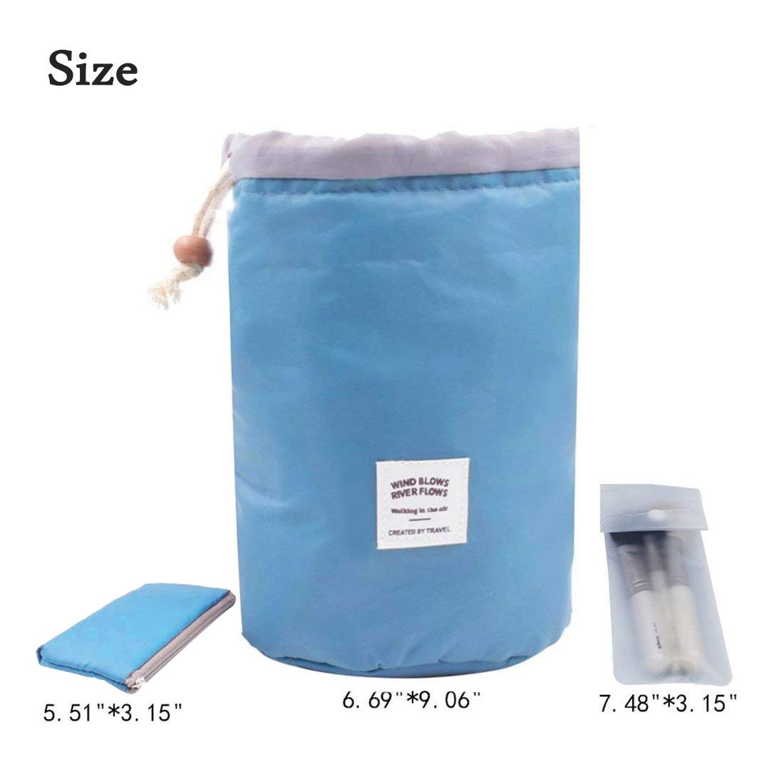Travel Cosmetic Bag Organizer Set with Waterproof Pouch & Jewelry Pocket - Red & Blue