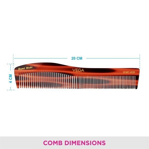 Vega Handmade Hair Comb - Graduated Hair Dressing Tool for Men & Women