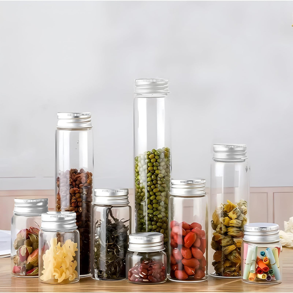 50ml Clear Glass Vials with Aluminum Screw Caps - Pack of 30