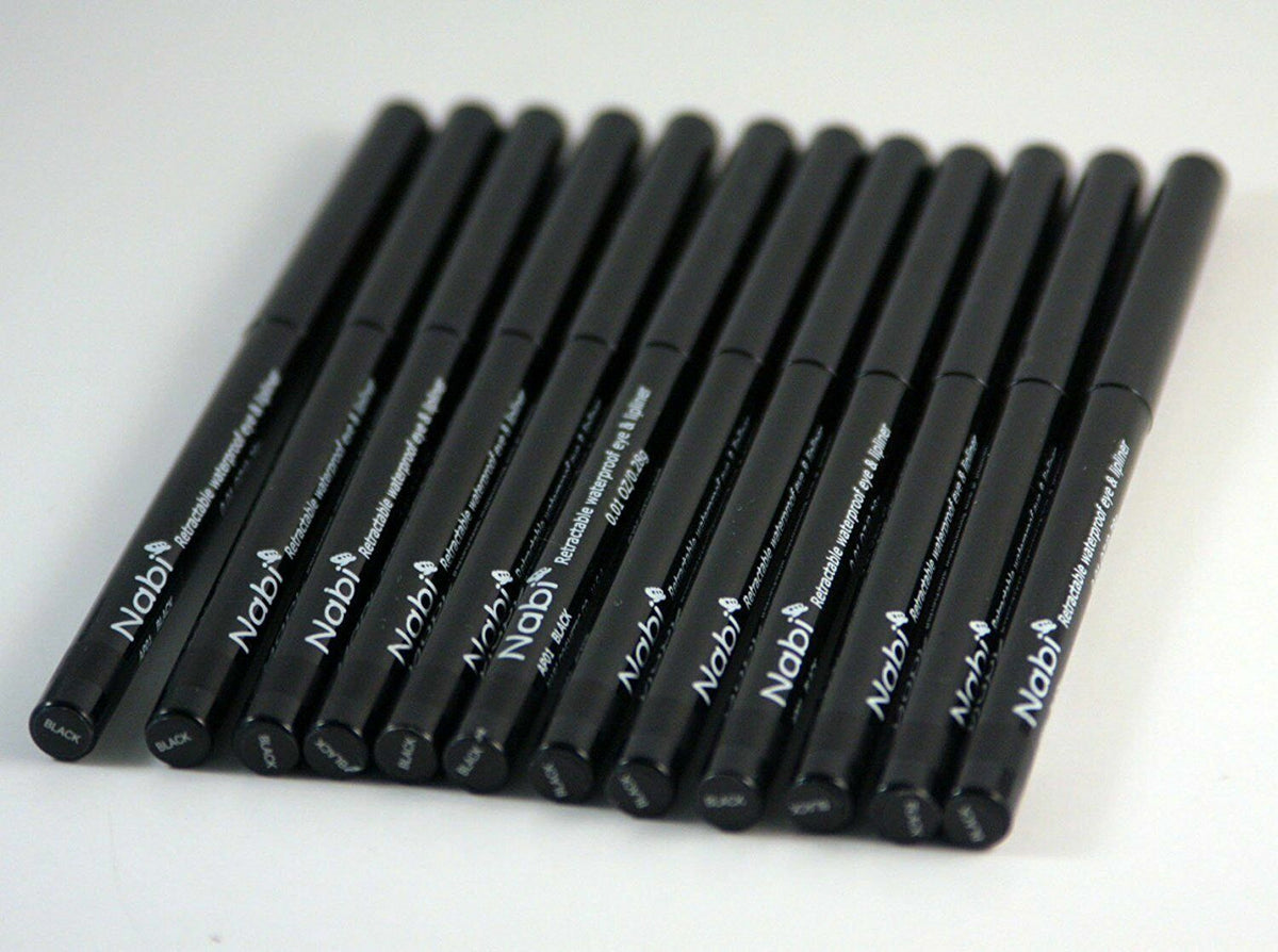 12 Pcs Waterproof Retractable Black Eyeliner Makeup Set - Long Lasting & Easy to Apply