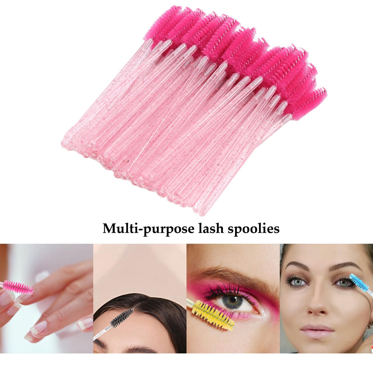 500PCS Eyelash & Eyebrow Brush Spoolies - Lash Extension & Makeup Tool