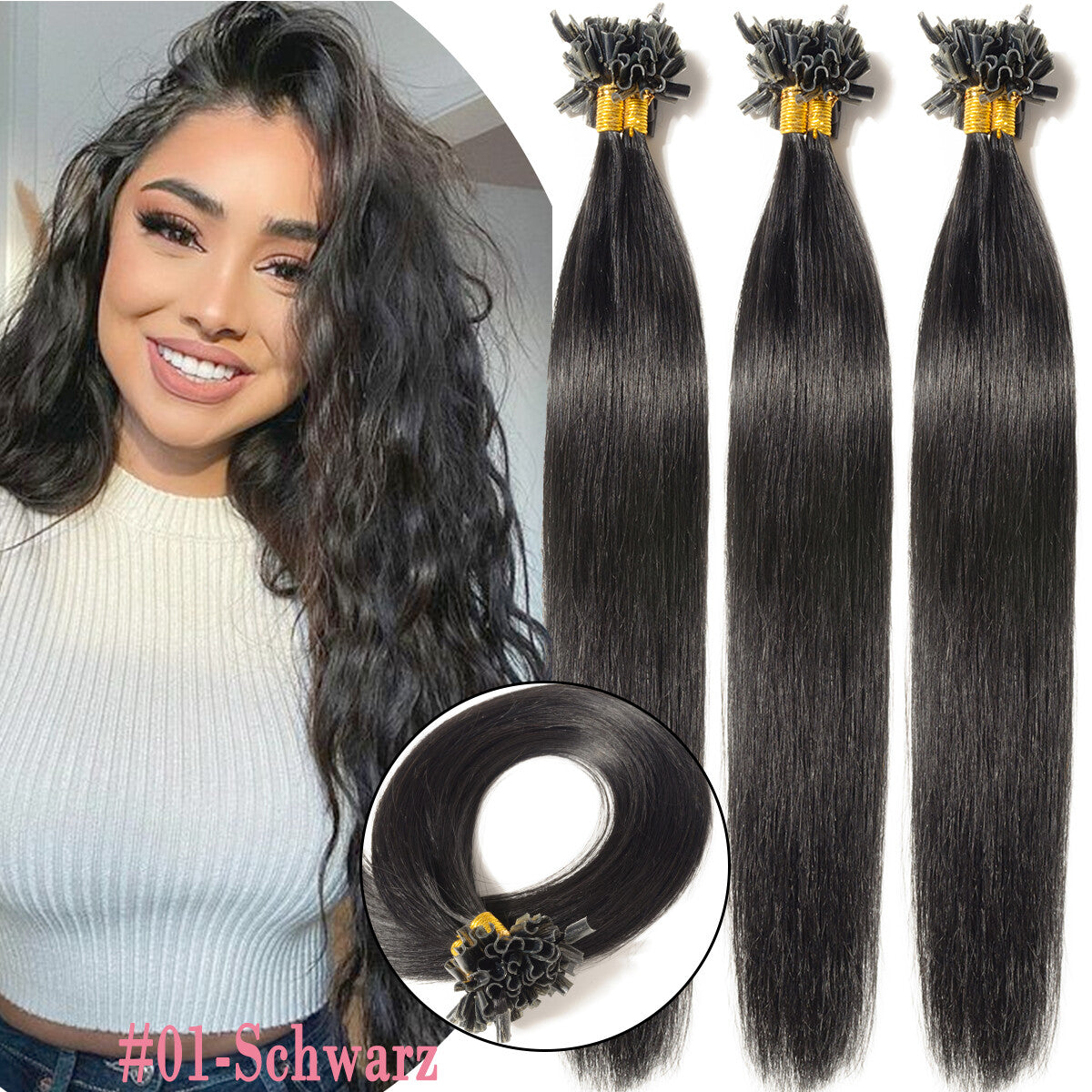 Pre Bonded Keratin Hair Extensions 100% Remy Human Hair Platinum Blonde & Natural Shades