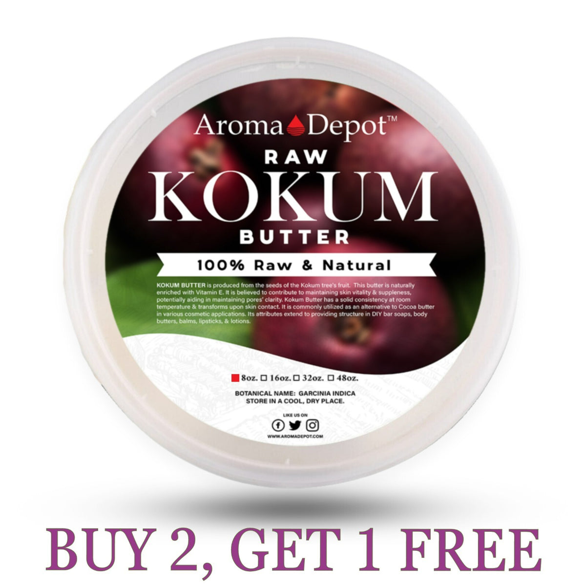 Kokum Butter 8 oz. | 100% Pure Raw Cold Pressed Natural