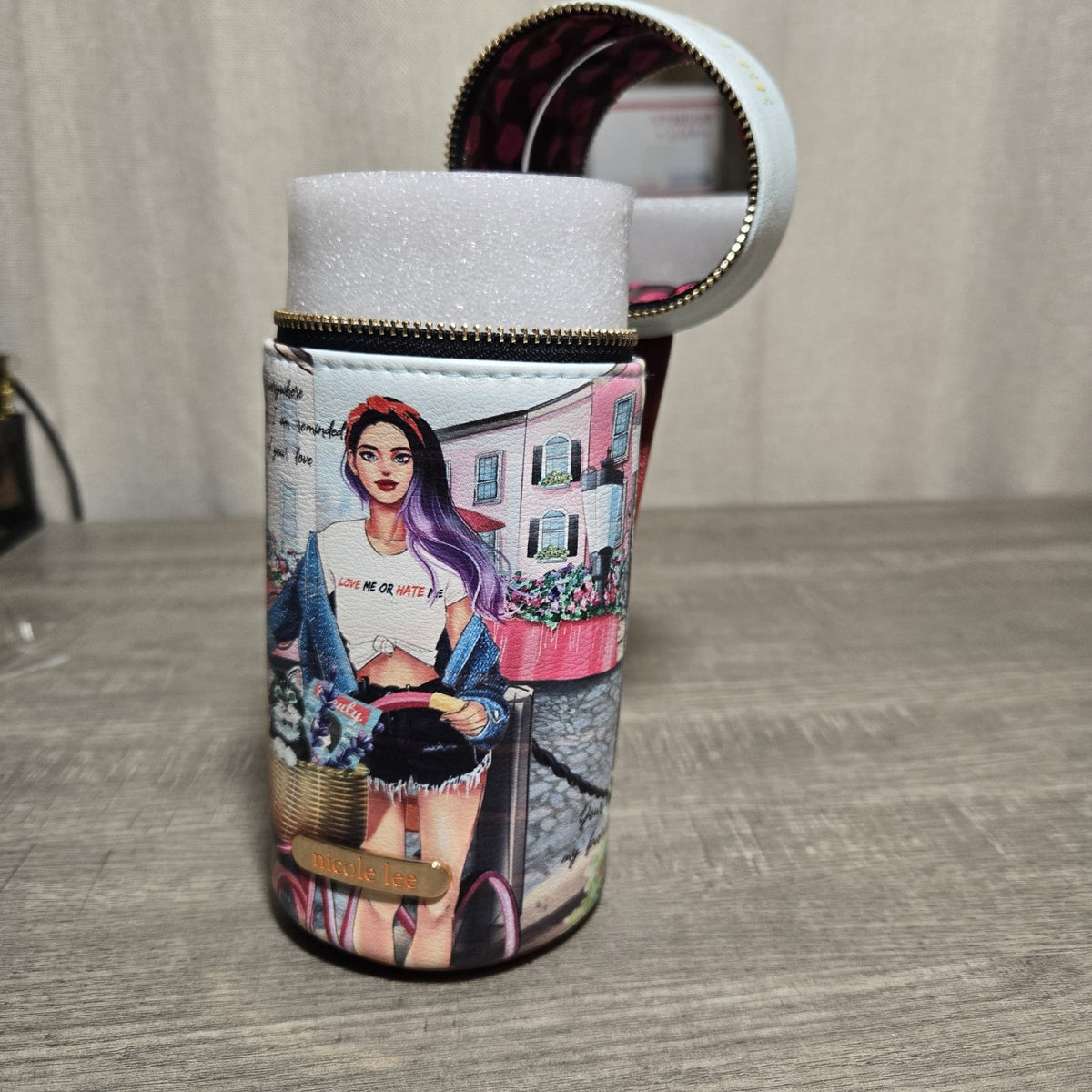 Travel Makeup Brush Holder Case with Mirror and Vegan Leather - Nicole Lee
